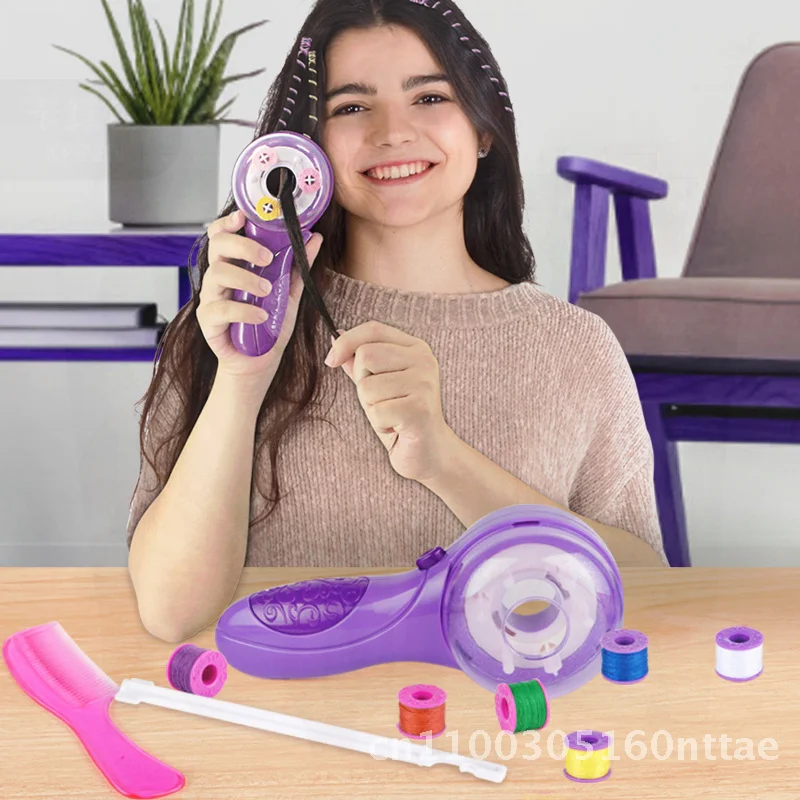 Dispositivo automático de trança de cabelo para crianças, faça você mesmo, meninas, casa de brincar, máquina de tranças de maquiagem, brinquedo para brincar criativo e diversão de cabelo
