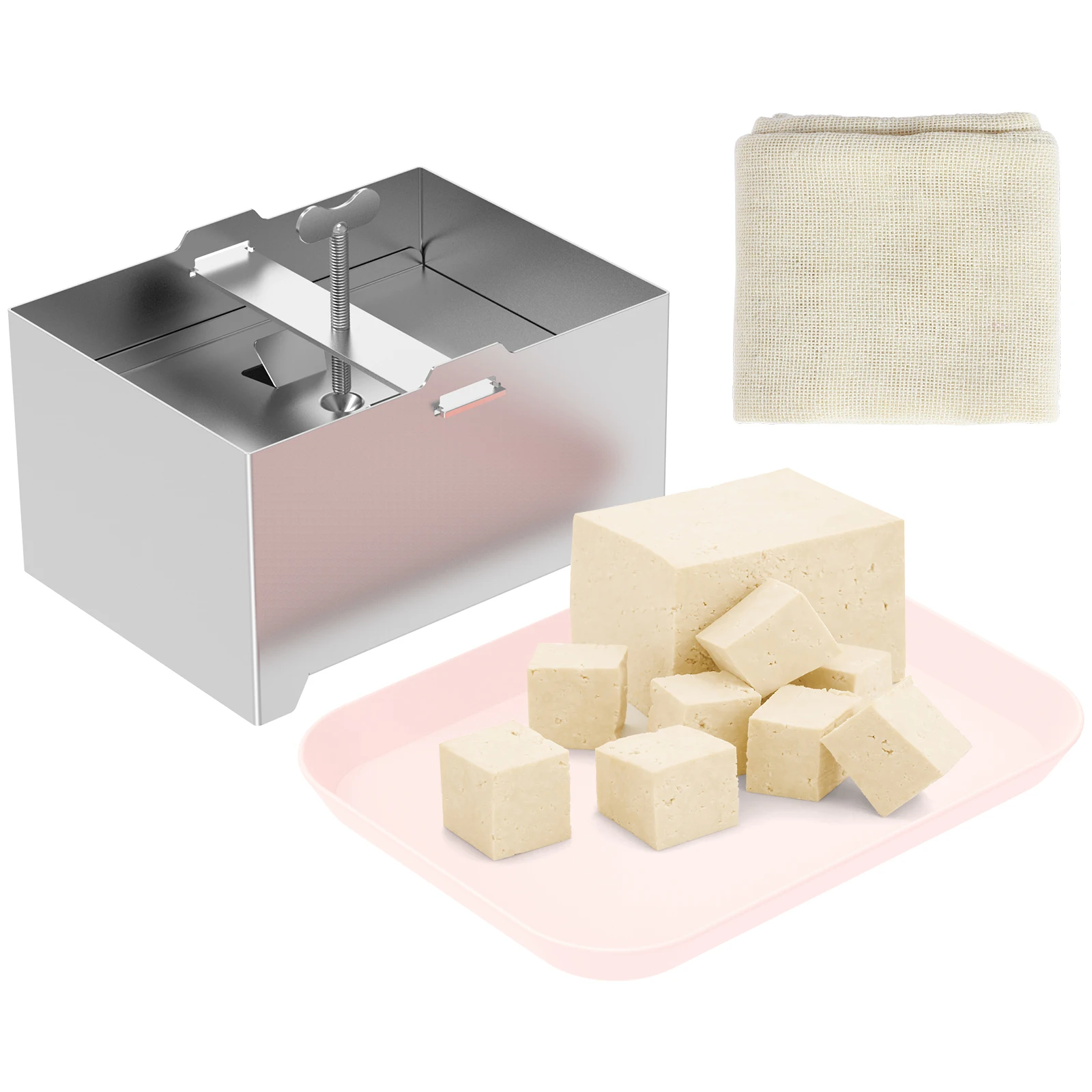 DIY Tofu Press Mould Homemade Tofu Mold Soybean Curd Tofu Making Mold with Drip Tray Stainless Steel Cooking Tool Kitchen Gadget