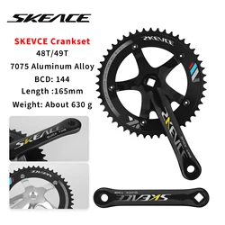 SKEACE 48T Crankset 144BCD 7075 Aluminum Alloy Crankset Fixed-Gear Single Speed Bikes Track Bicycle 165mm 49T Crank Set