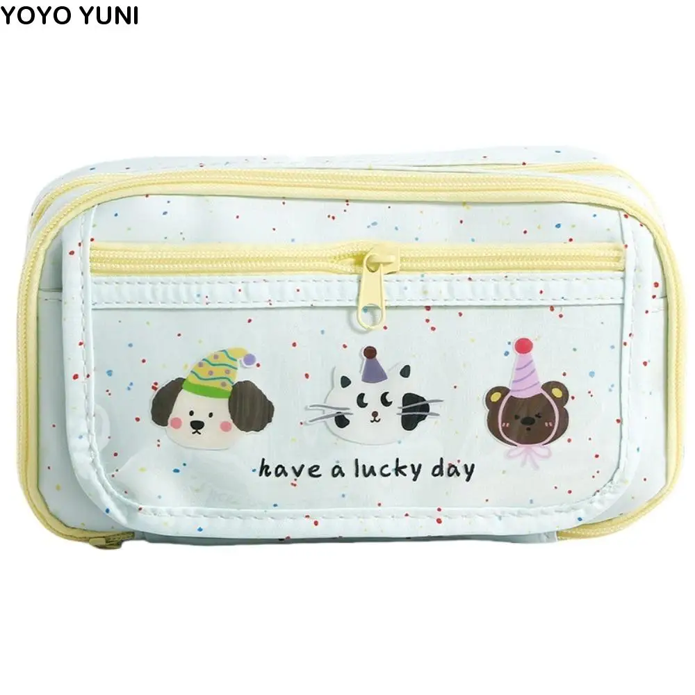 

Large Capacity Cartoon Pencil Case Animal Bear Dog Cosmetics Storage Korean Pencil Bag Zipper Portable Makeup Bag