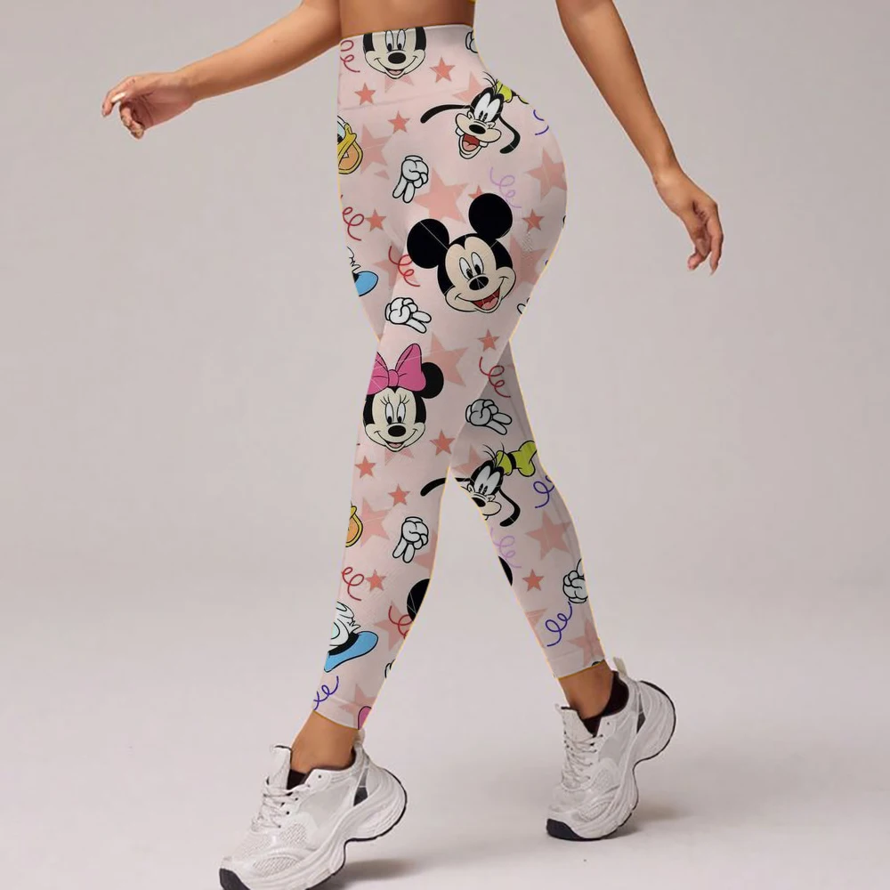 Women Gym Leggings Disney Mickey Mouse Minnie print Mujer Push Up Booty Pants Scrunch Sports Fitness High Waist Workout Yoga
