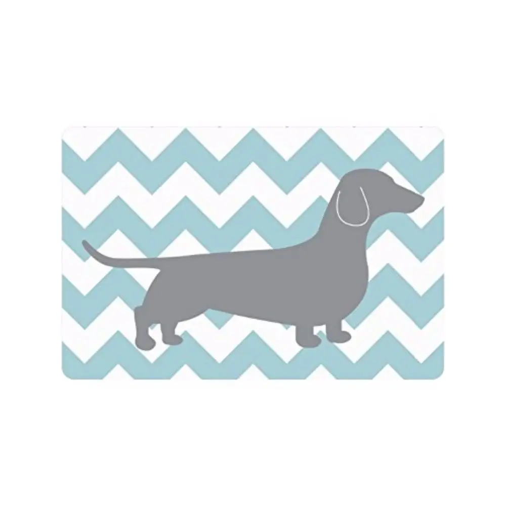 

Blue White Chevron Zigzag Dachshund Dog Funny Doormat Outdoor Indoor Porch Patio Holiday Rug Home Decor Floor Door Mat Rubber