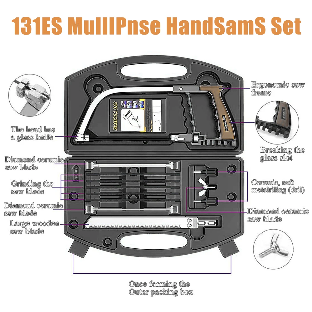 12Pcs Multifunction Saw Hand DIY Steel Saw Metal Wood Glass Saw Kit Magic Universal Hand Saw with Saw Blades Model Hobby Tool