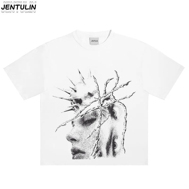 

New Brand Silk Breathable Short Sleeve Men O-neck Tops Fashion Designer Summer Comfortable Thorns Graphic T-shirt Men's Clothing