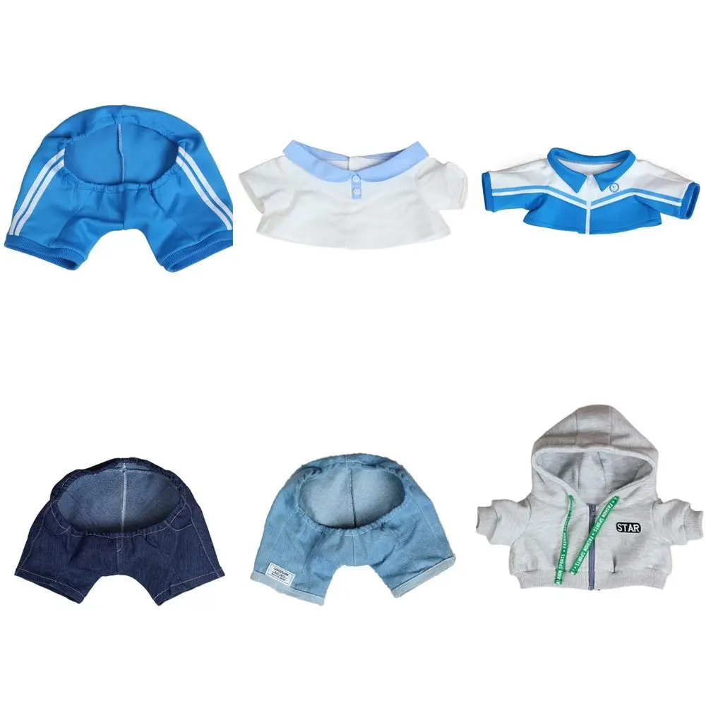 Roupas de boneca de algodão com capuz 40cm, uniforme escolar, shorts jeans, roupas de boneca de pelúcia, camiseta de desenho animado, sem atributo, roupas de boneca