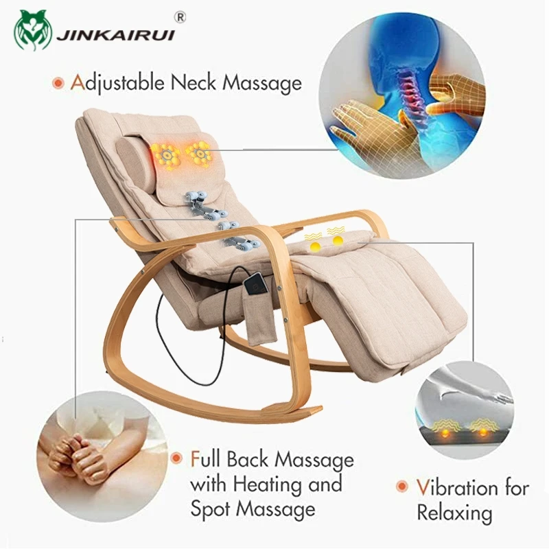 Electric Massage Rocking Chair, Back Lumbar Cervical Kneading,Heating Vibration Mobile Rollers, with Pillow Washable