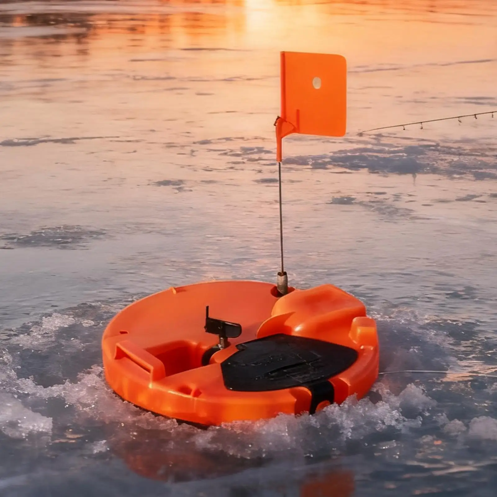 طرف صيد السمك على الجليد الأوتوماتيكي مع علم إشارة، تصميم مقاوم للتجميد والحراري لصيد الأسماك في الشتاء، نهر البحيرة، للمبتدئين