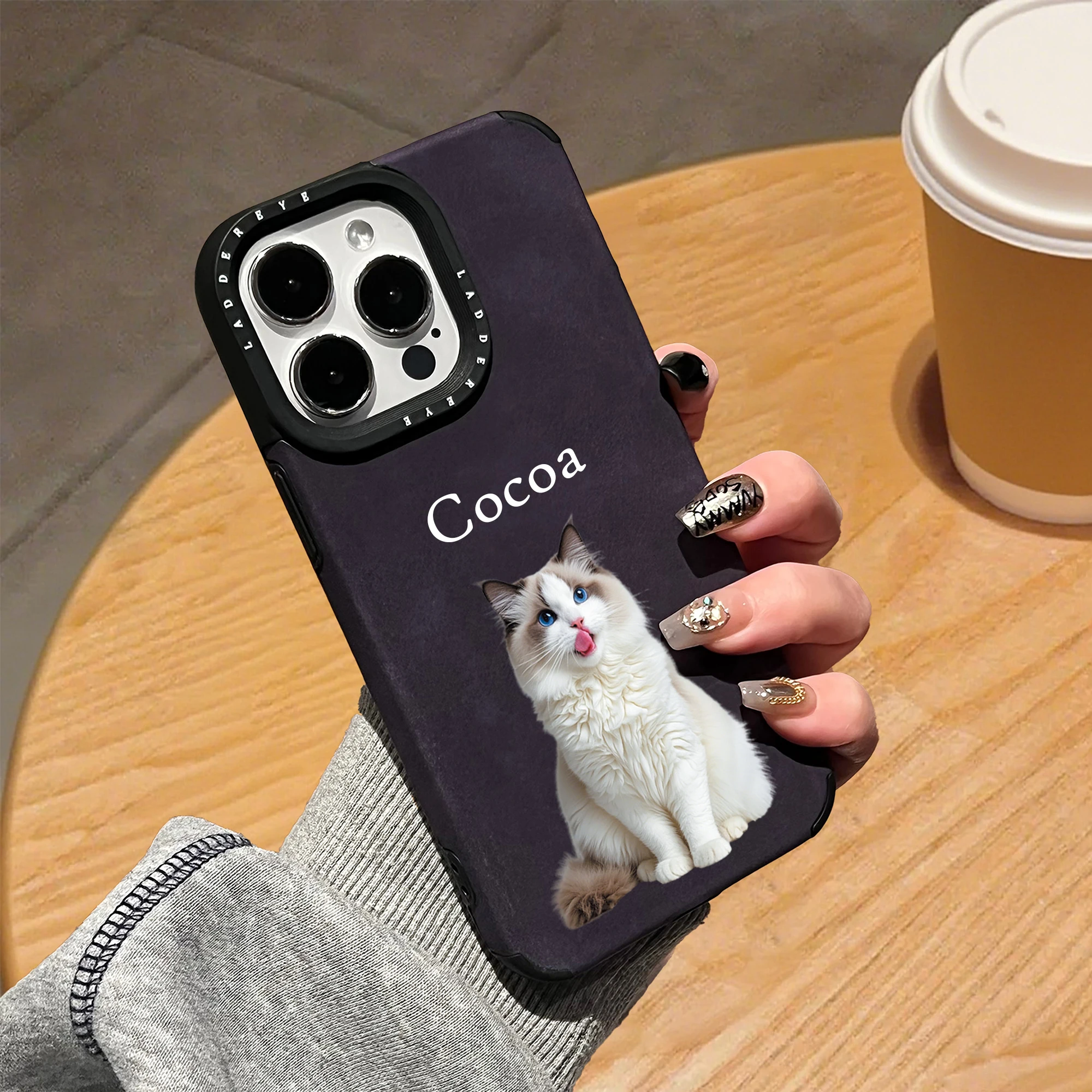 Creative Personalized Customized Pet Image Faux Leather Phone Case Compatible with Iphone 18 17 16 15 14 13 12 11ProMax Plus
