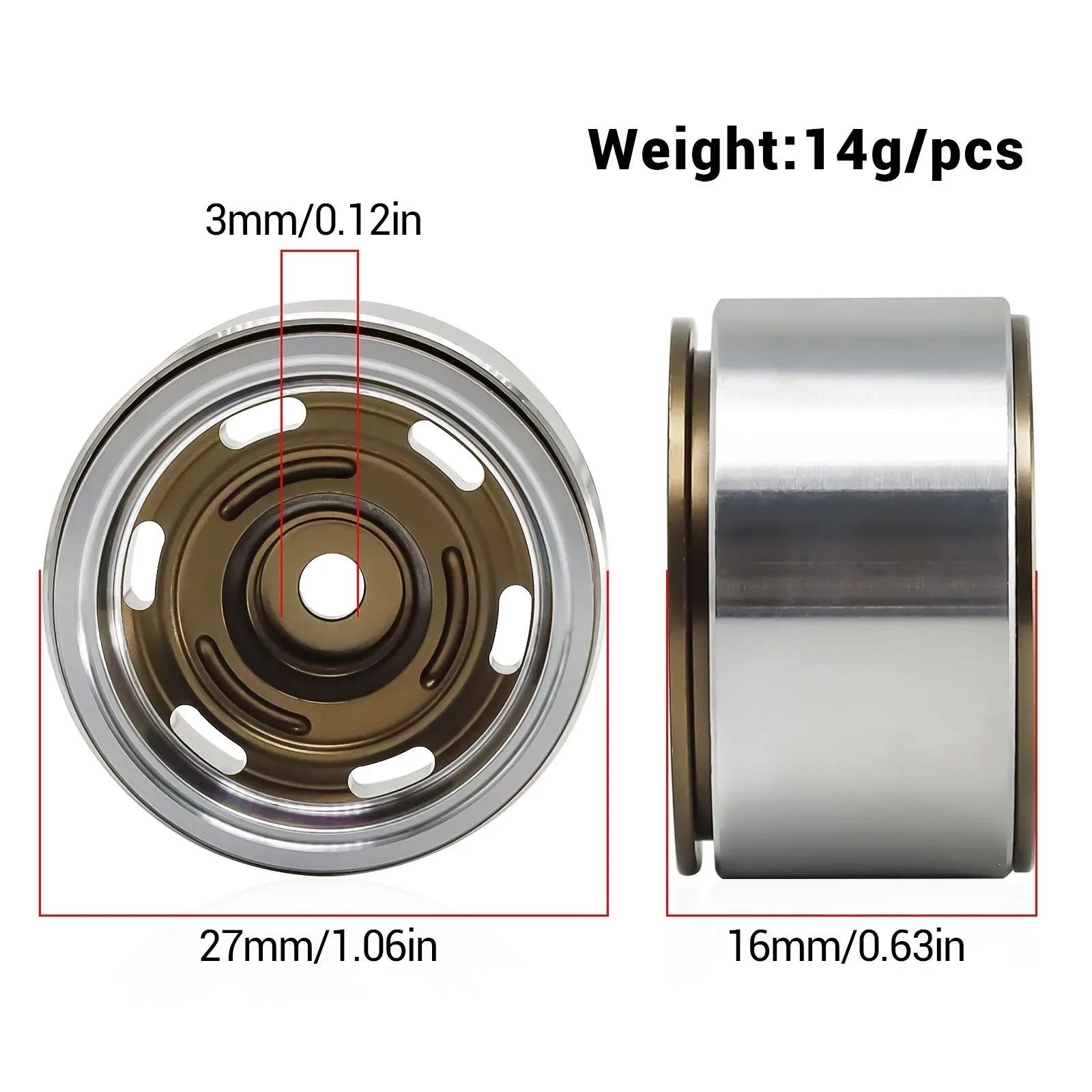 4pcs 1.0 inch Metal Beadlock Wheel Hub Wheel Rim For 1/18 1/24 RC Crawler Car TRX4M Axial SCX24 AX24 Upgrade Parts