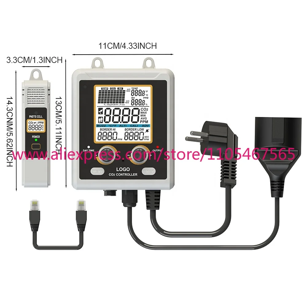 Hydroponic CO2 controller Small greenhouse temperature and humidity detector CO2 detection and control instrument