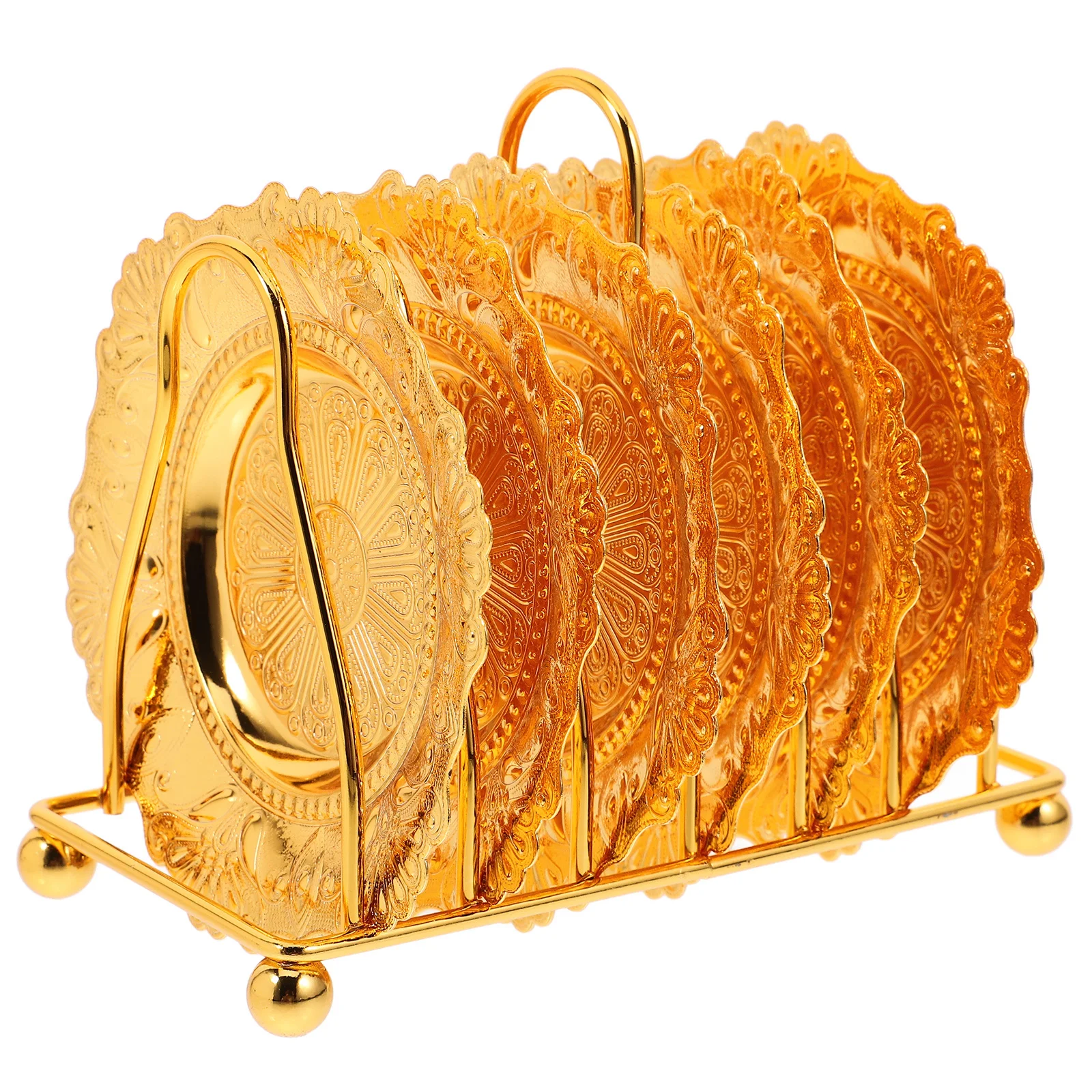 

6pcs Golden Metal Fruit Tray Elegant European Design Large Capacity Multifunctional Dessert Serving Plate For Wedding Birthday