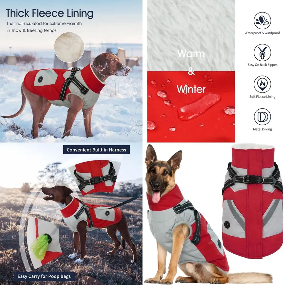 

Водонепроницаемая зимняя куртка на молнии для крупных пород собак: лабрадоров, немецких овчарок, доберманов, ротвейлеров