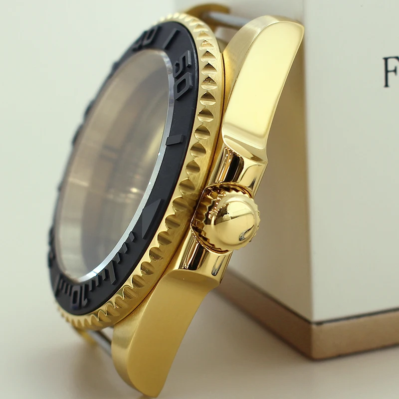 Gold 40mm Sapphire Glass Watch Case Waterproof For NH35 NH36 NH34 NH38 Miyota8215 Eta2824 Movement Watch Parts 28.5mm Dial Yacht