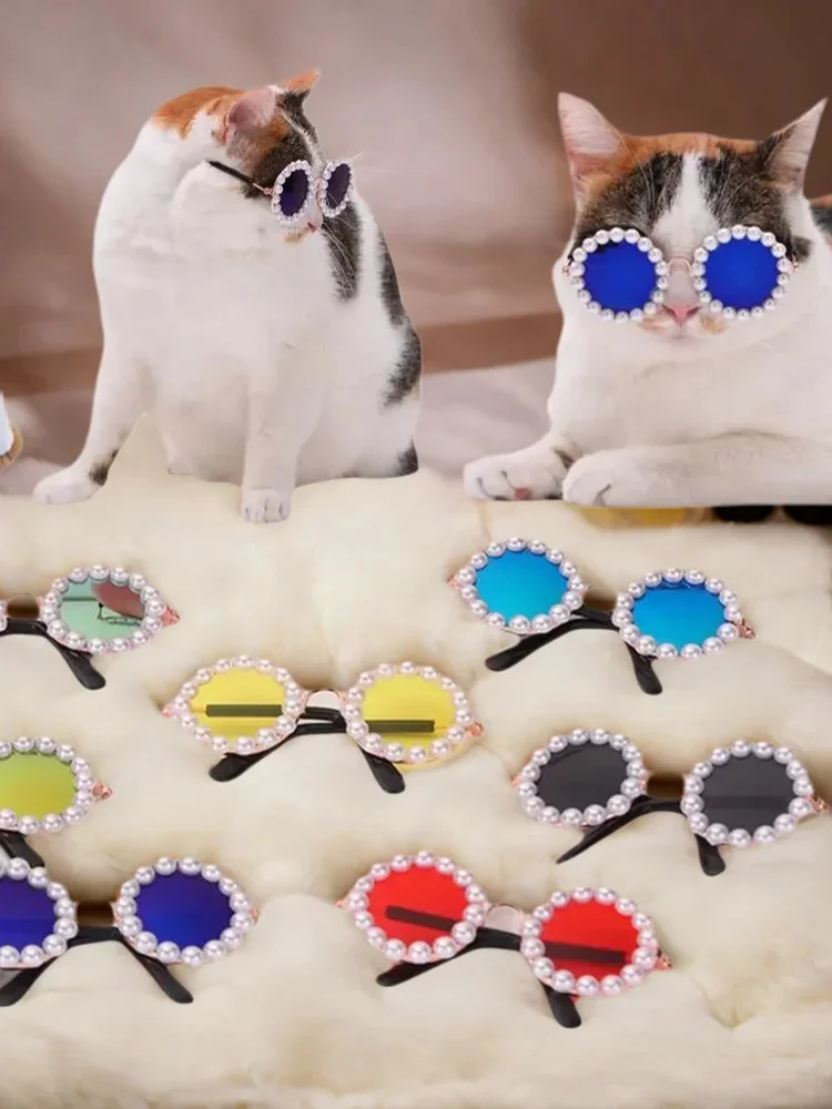 

Pet Accessories with Artificial Pearls Pet Glasses Pet Sunglasses with Faux Pearls Decoration for Cats Dogs for Festivals