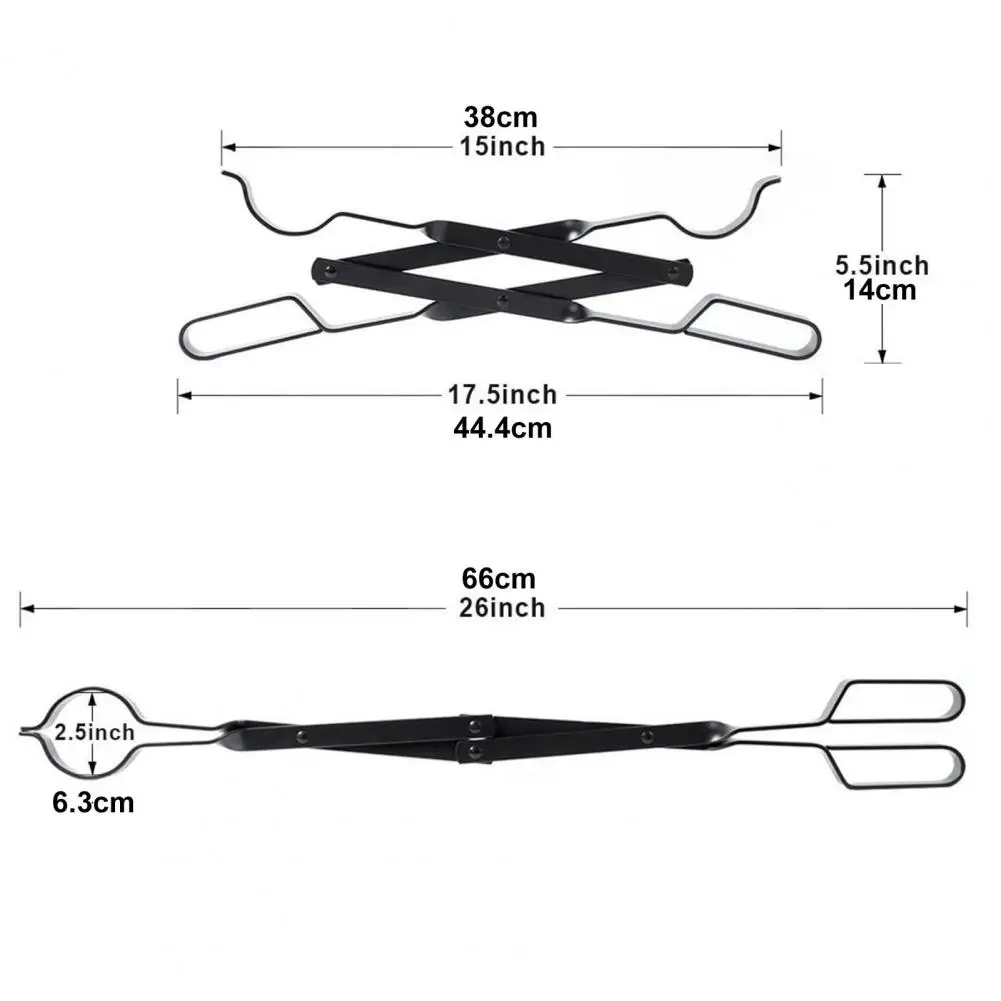Log Gripping Tongs 26 Inch Heavy Duty Fireplace Tongs Cast Iron Log Grabber Claw Long Handle Firewood Tweezers for Indoor
