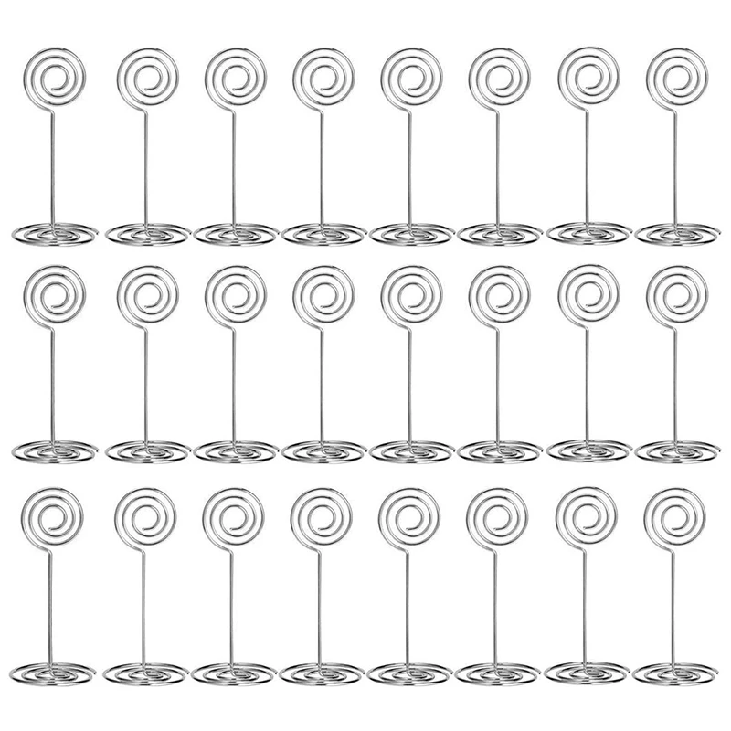 

24 Pack Place Card Holders Table Number Holders Wire Table Photo Holder For Wedding Office Name Memo Menu Clips(Silver)