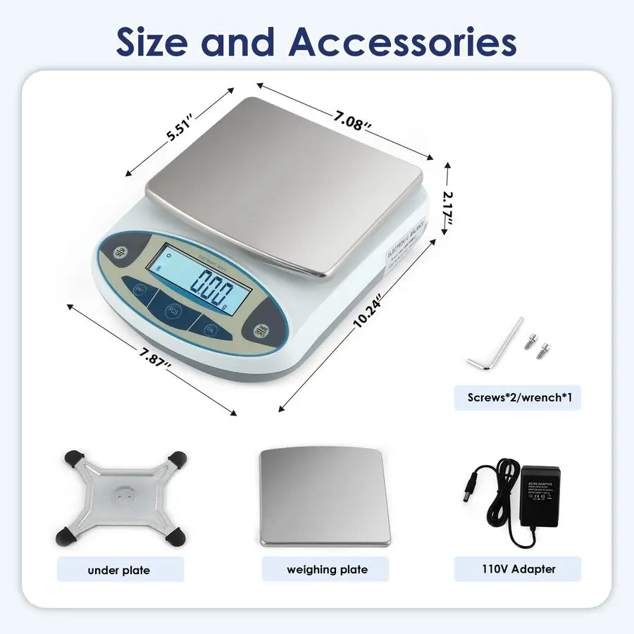 High Precision Lab Digital Scale Analytical Electronic Balance Laboratory Lab Precision Scale Jewelry Scales Kitchen Precision W