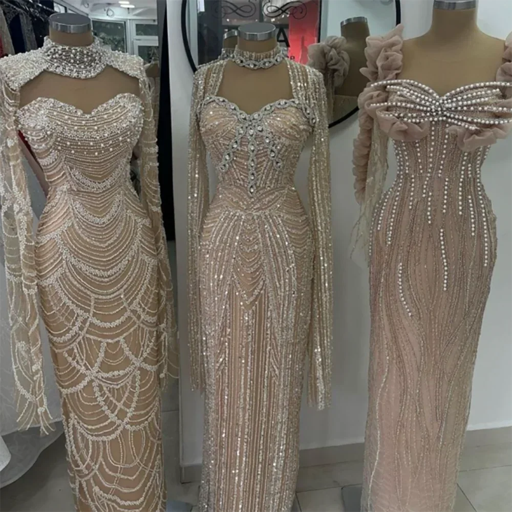 Serene Hill 2024 Luxury Dubai Nude Sweetheart Mermaid Beaded Evening Gowns Party Customize BLA72560