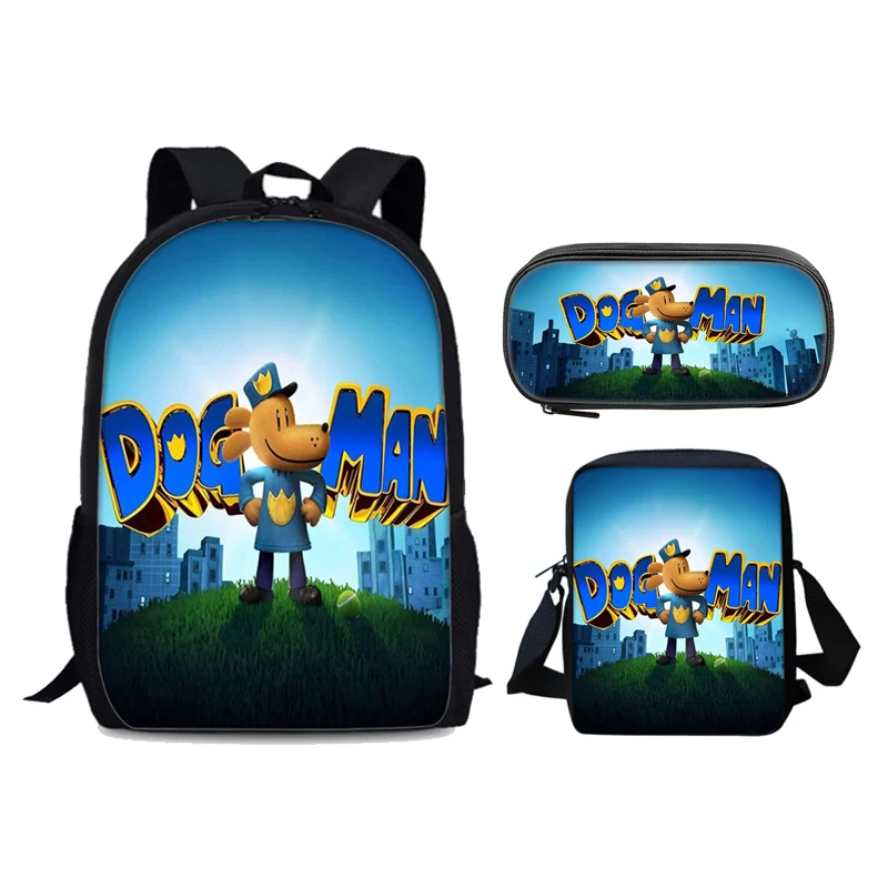 Dog Man 3pcs Set Backpack School Bags Anime Shoulder Bag Pencil Case Camping Book Bags for Boys Girls Best Gift