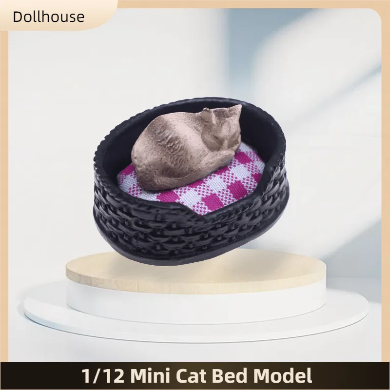 

1/12 Mini Cat Bed Model Dollhouse Simulation Living Room Pet Decoration Accessories Micro Scene Construction Props