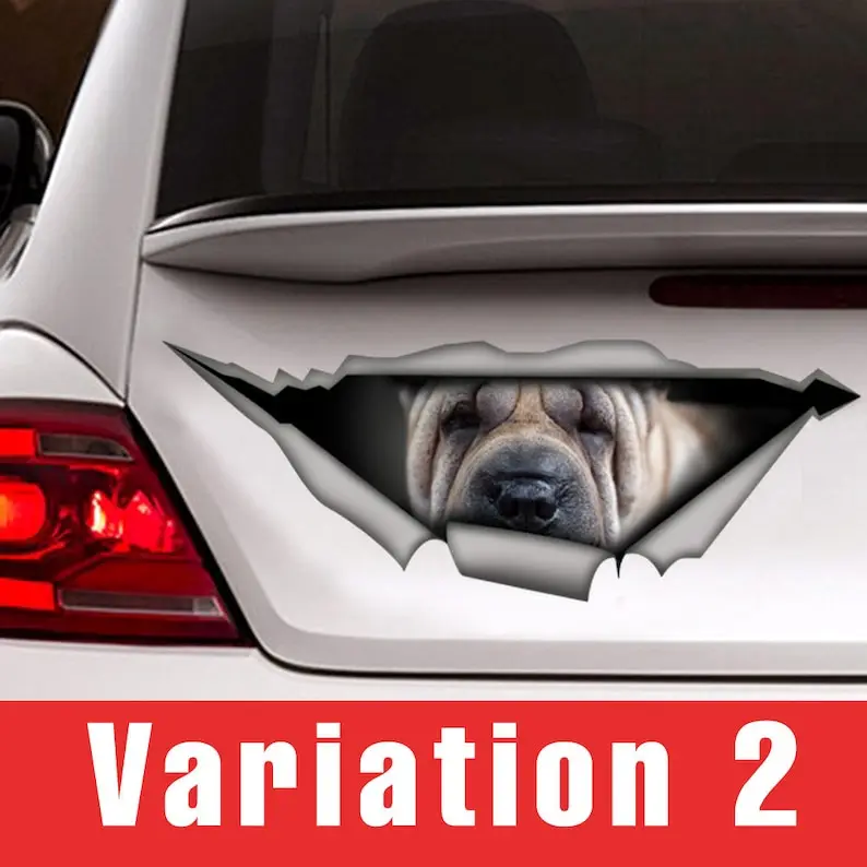 Sharpei decal, pet car decal, dog car sticker, sharpei sticker