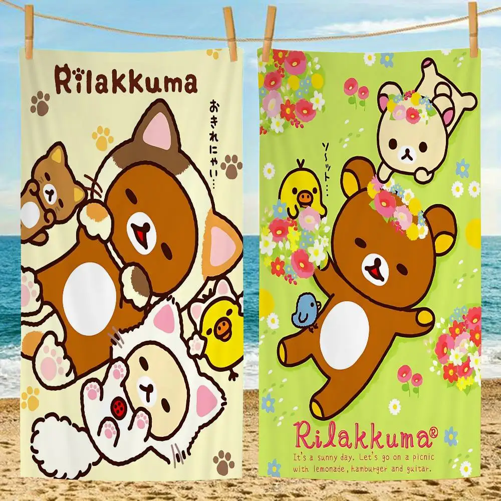Cute Cartoon Anime R-Rilakkuma Microfiber Blanket Quick Drying Beach Towels Printing Super Absorbent Pool Towel Blanket
