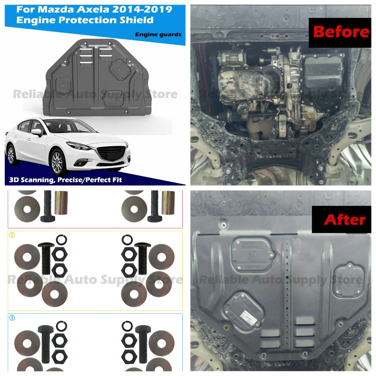 

Premium Car Engine Under Cover Anti Corrosion Metal Protection Plate For Mazda Axela 2014-2019