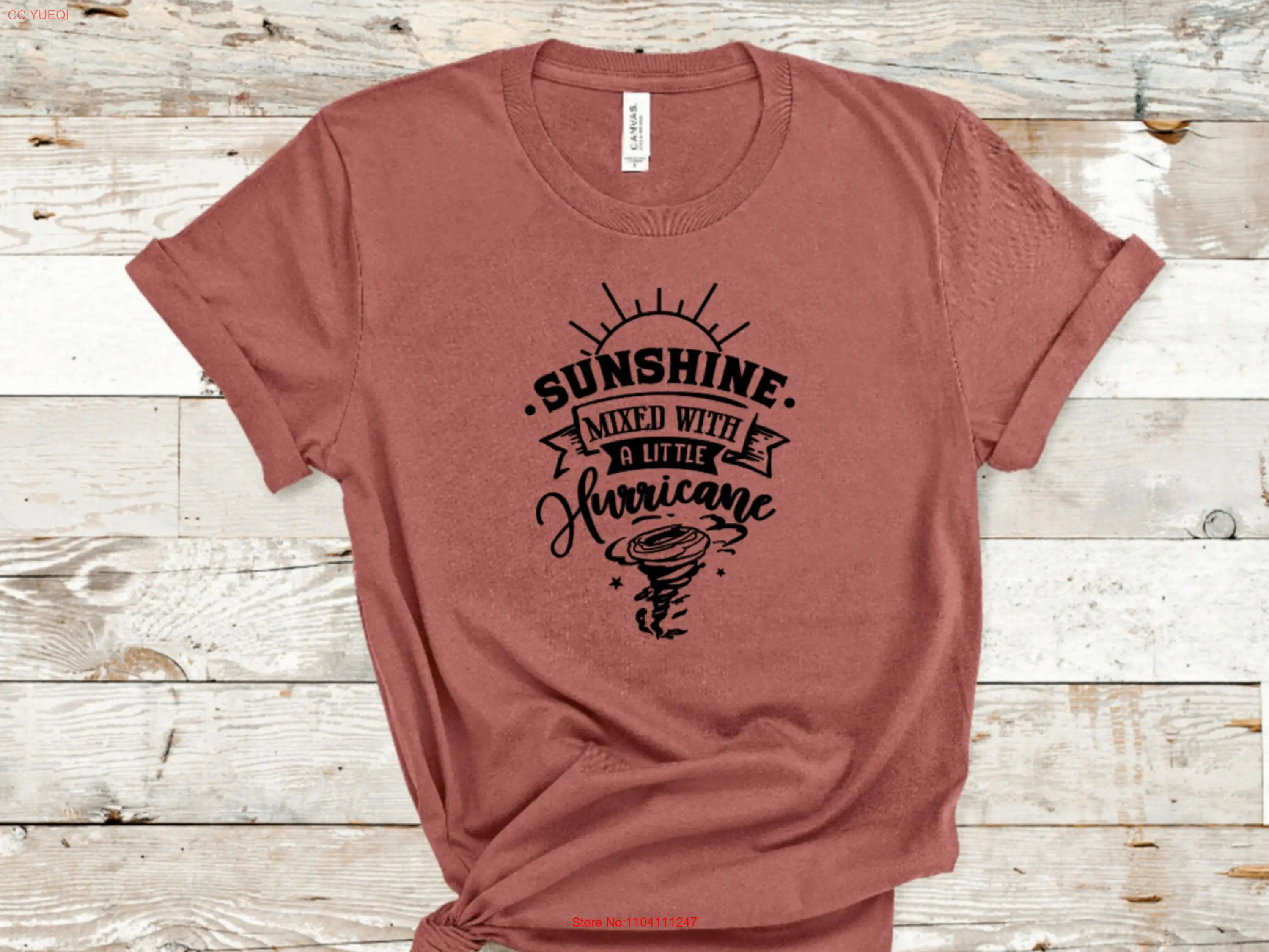 Sunshine Mixed with a Little Hurricane Premium T Shirt Vacation Beach long or short sleeves