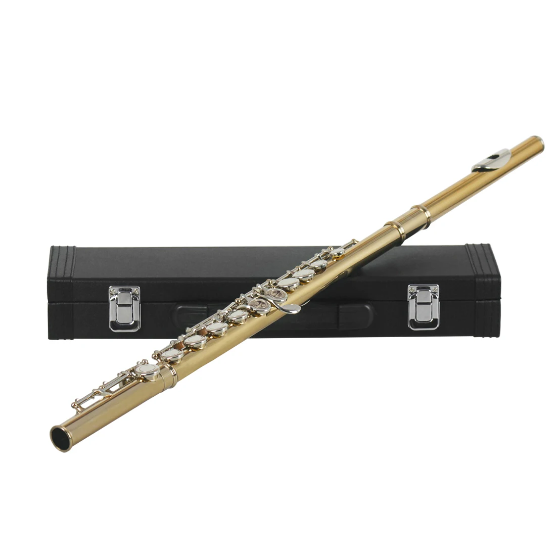 SLADE 16 Holes Flute Gold-plated Silver Keys Flute Closed Hole E Key Concert Woodwind Instrument Flute with Box Cleanning Cloth