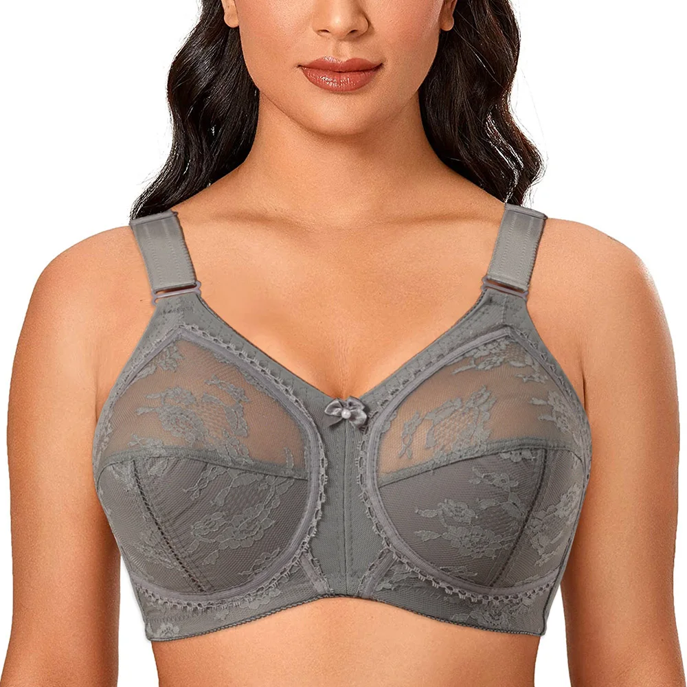 Bras for Women Big Minimizer Bras Large Size Lace Bra Women Unlined Full Cup Big Cup Thin Wireless Adjusted-straps Soutien Gorge