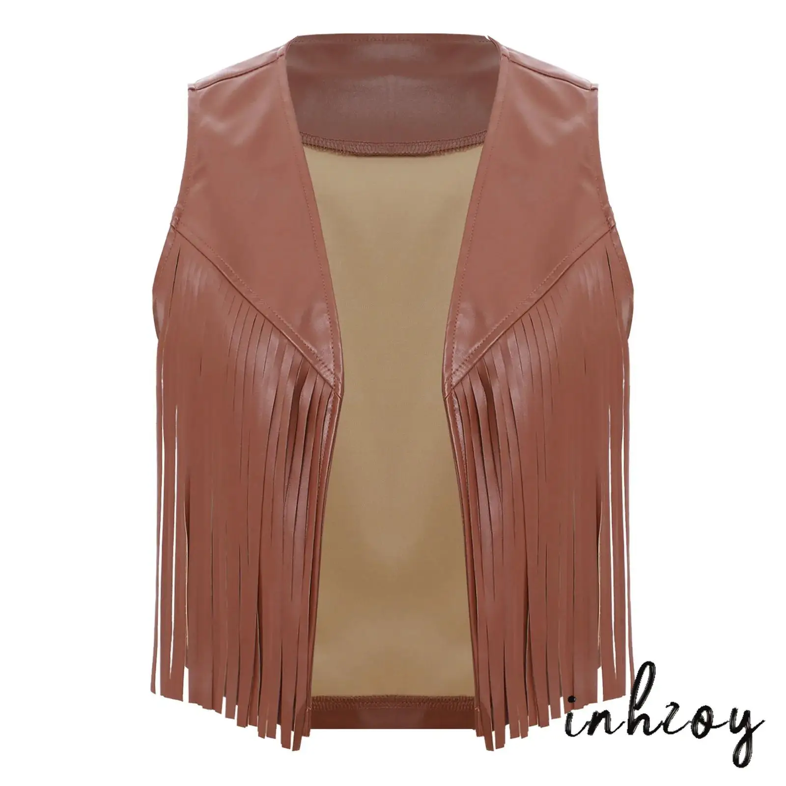 

Halloween Retro 70s Style Womens Roleplay Cowgirl Cosplay Tops Jackets Sleeveless Waistcoat Tank Tops for Club Party Carnival