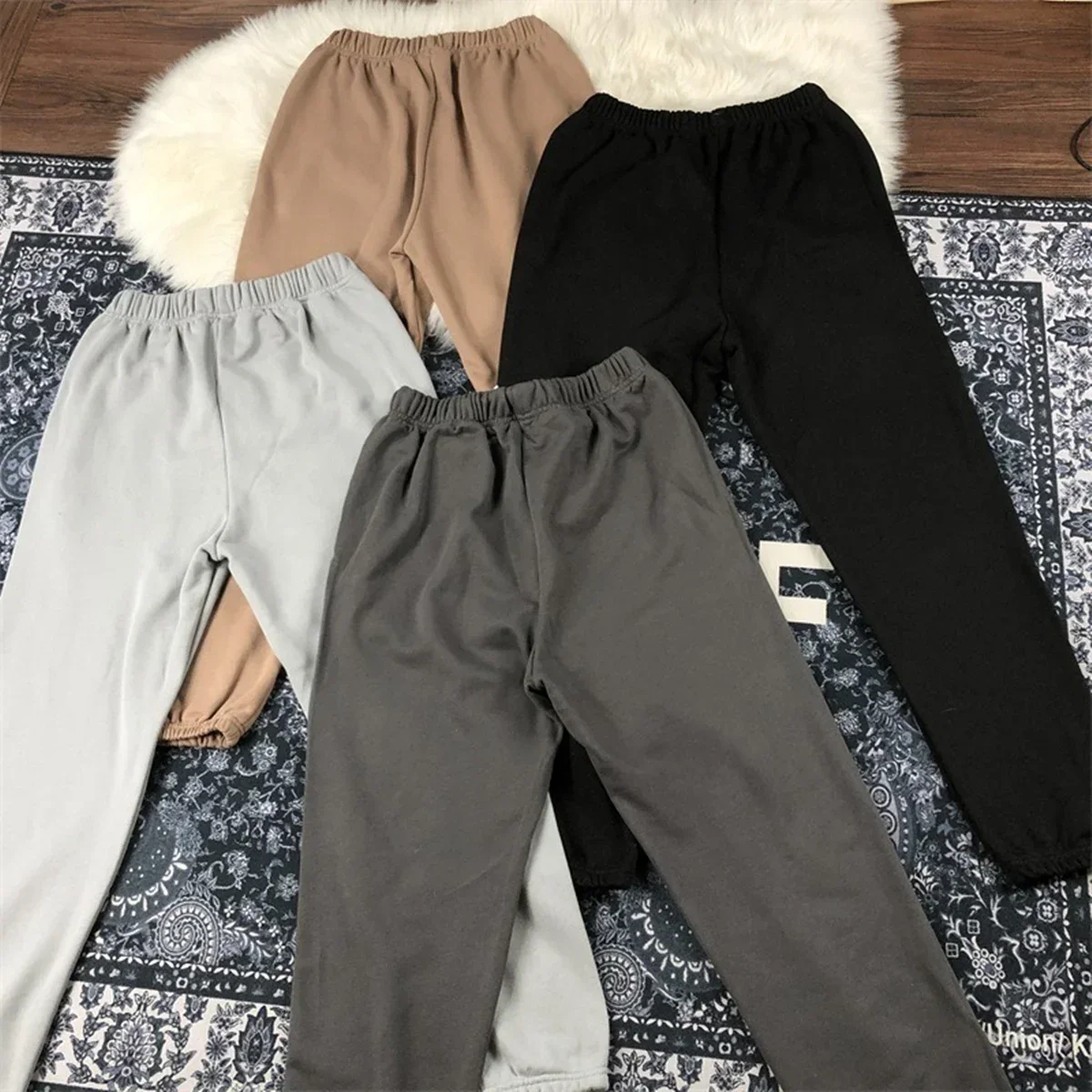 Yao888 Kanye Fleece Pure Cotton Long Pant For Men High Streetwear Sweatpants Casual Oversize Simple Sport Trousers