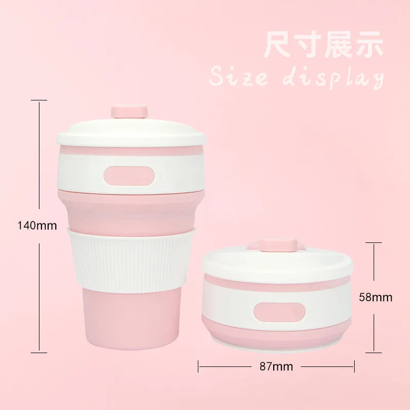 Hot Style Folding Water Cup 350ml Silicone Cup Convenient Compressible Folding Coffee Cup