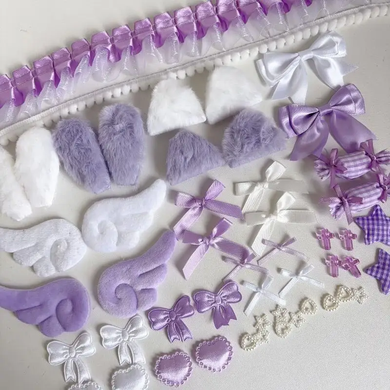 DIY Bastelzubehör-Set: Spitzenband, Schleife, Engelsflügel, Stern-Ornament, gemischtes Materialset für handgemachte Haarspangen, Schlüsselanhänger und Dekorationen. – Detail 7
