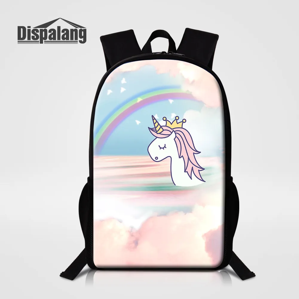 Rainbow Unicorn School Bag Light-weight Children Travel Backpack Girls Daily Bookbag 16 Inch Teen Mochila Escolars Schoolbag