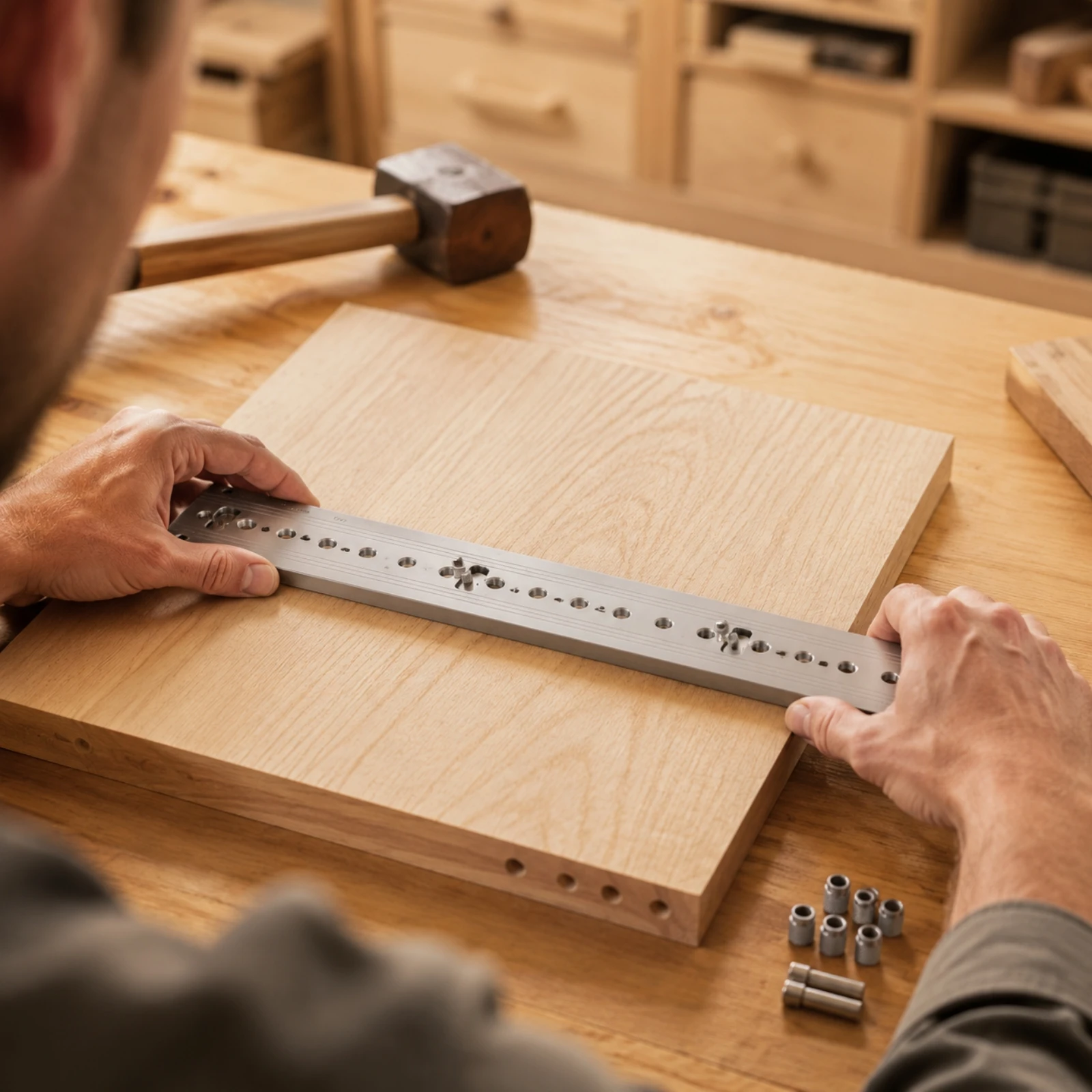 Doweling Hole Drill Guide High Precision Dowel Jig Drilling Guide with Sleeves Adjustable Carpentry Joinery Jig Kit DIY-Friendly