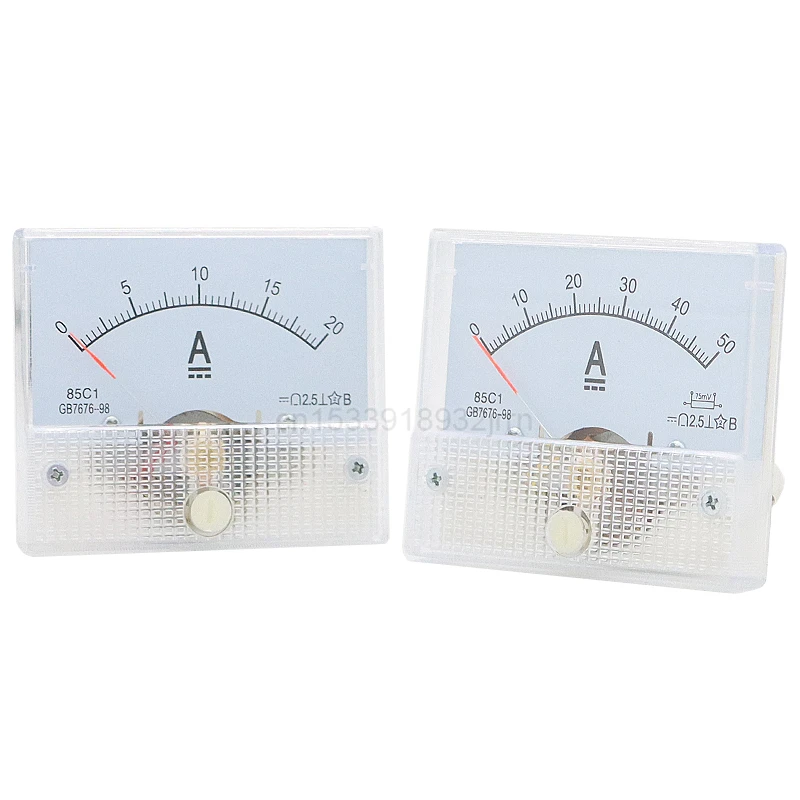 85C1 DC Ammeter Analog Current Meter Panel Mechanical Pointer Type 1A 5A 10A 20A 30A 50A 75A 100A 150A 200A 250A 300A 400A 500A