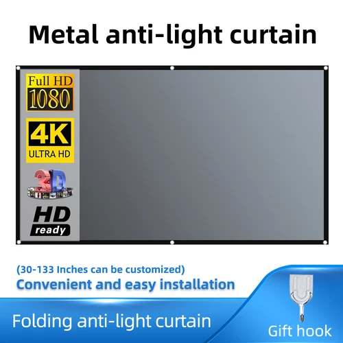 pantalla proyector Salange-Pantalla de proyector de Metal, tela reflectante antiluz para proyector YG300 XGIMI H2 HALO Mogo Xiaomi DLP, 16:9