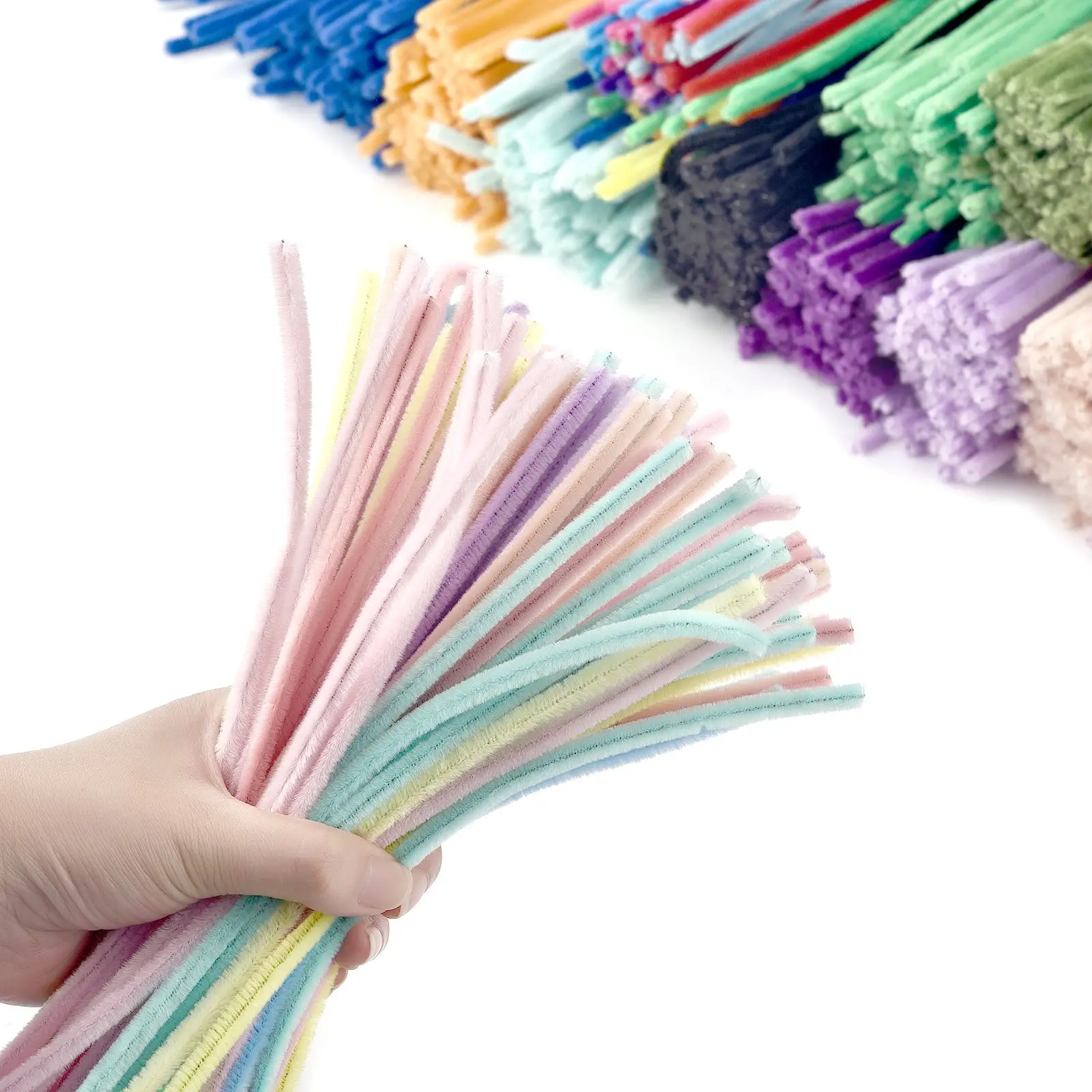 Plush Stick 100pcs Twisting Bar Chenille Stems Wire Pipe Kids Toys DIY Strips Creative Hobby Material Stem Iron Felt Wires