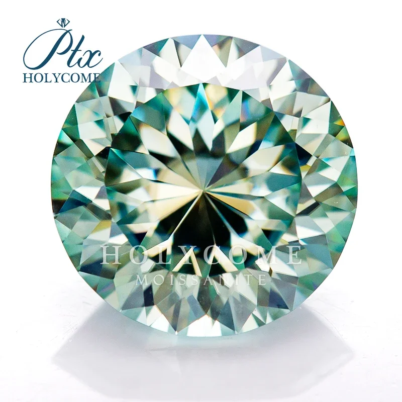 

Portuguese Cut 3.0-15.0mm Aqua Blue Free Girdle Holycome Gra Certificated Round Cut Moissanite Loose Gemstones VVS1 Wholesale