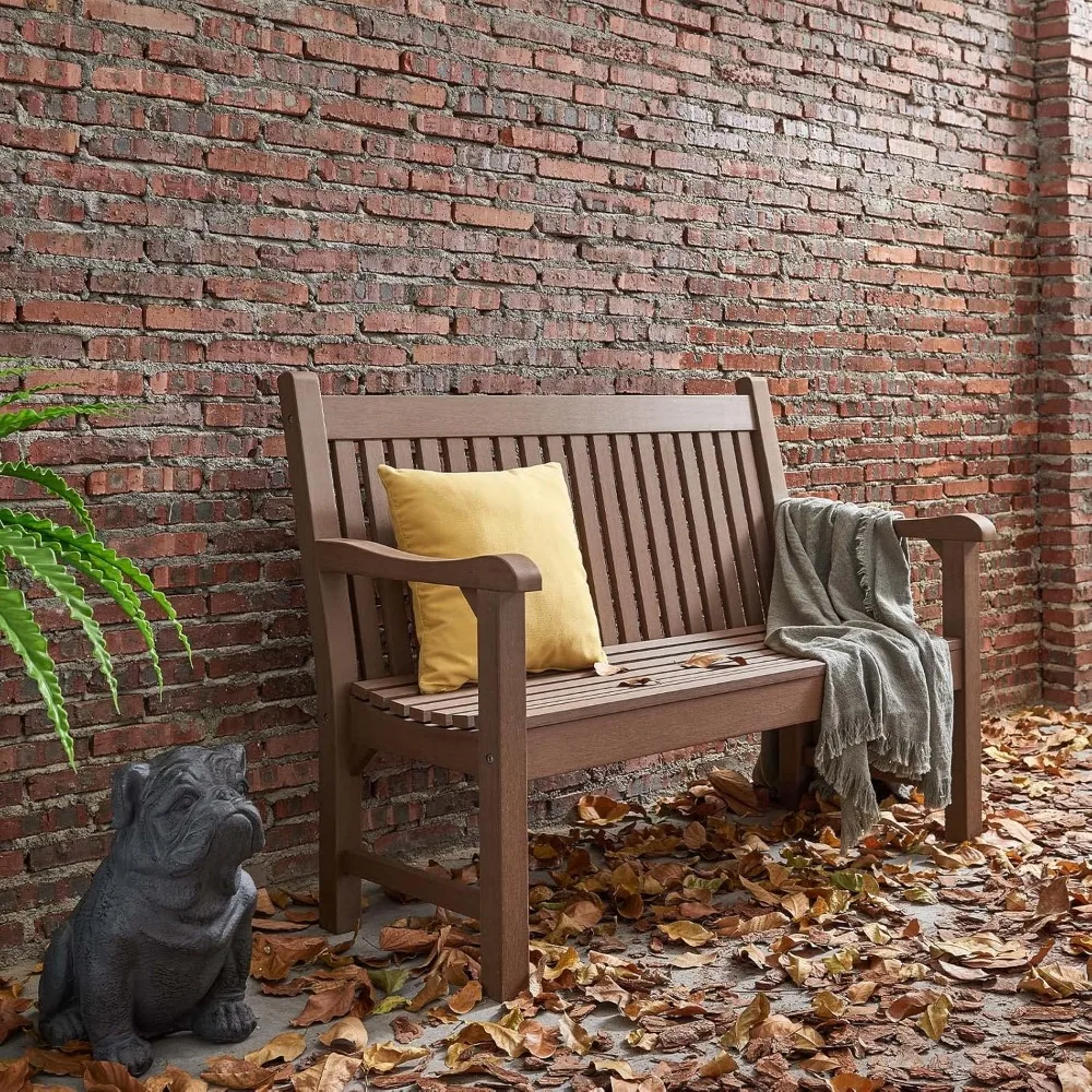 

Garden Bench, 2-Person Poly Lumber Patio Bench, All-Weather Outdoor Bench That Never Rot and Fade, Suit for Garden