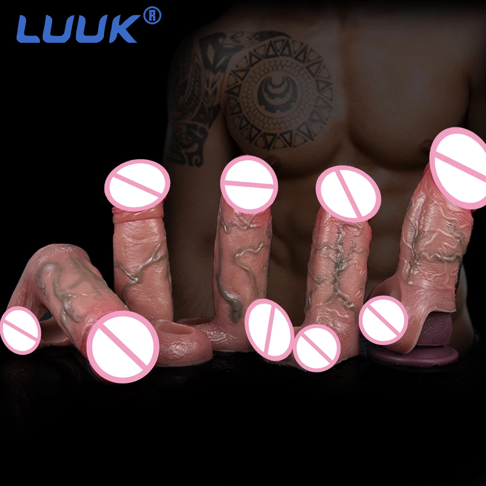 

LUUK Fake Penis Sleeve Extender For Men Enlargement Cock Delay Ejaculation Mastubator Wearable Adult Supplies Shop