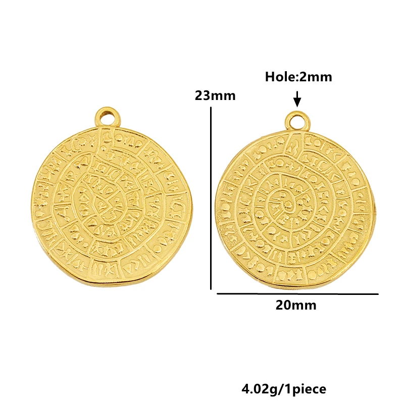 5pcs 20 28mm Stainless Steel Phaistos Disk Charms Viking Rune Compass Pendant DIY Fashion Jewelry Accessories Necklace Supplies view 4