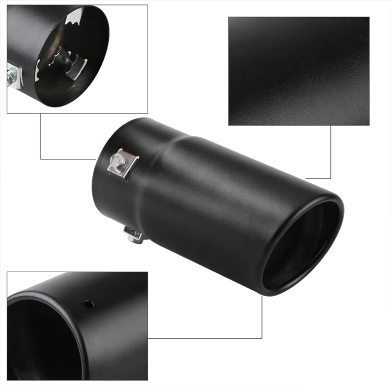 Car Exterior Parts Universal Car 70mm inlet 76mm outlet Car Exhaust Tail Muffler Tip Silver Black Exhaust Tips Pipes