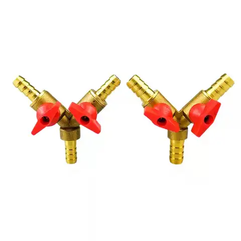 플라스틱 손잡이가 있는 Y형 동일 호스 바브 티, 황동 석탄 액체 가스 볼 밸브 배관, I.D, 6mm, 8mm, 10mm