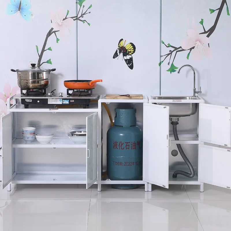 Simple cabinet Stainless steel sink cabinet for rental kitchen stove Multifunctional kitchen cabinet