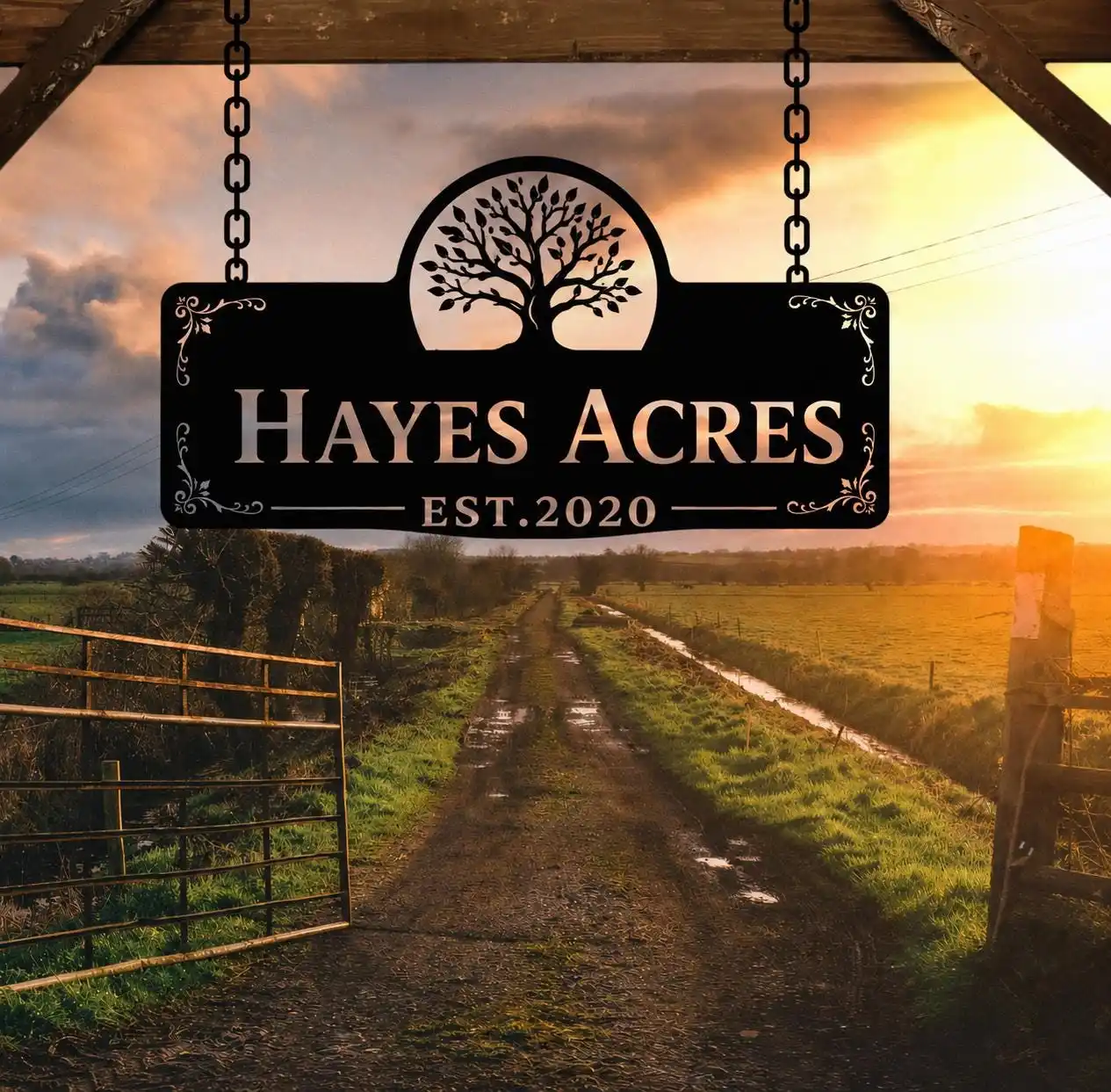 Large Custom Farm Sign, Cabin, Lodge, Ranch, Aluminum Metal, Outdoor Sign, Established Vintage Sign