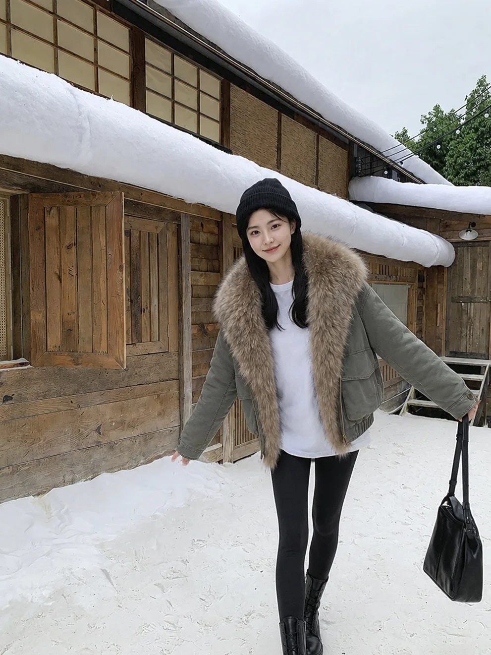 Winter Natural Detachable Large Fur Collar Down Jacket Women White Duck Down Fur Parker Outwears Female Warm Thick Down Jacket