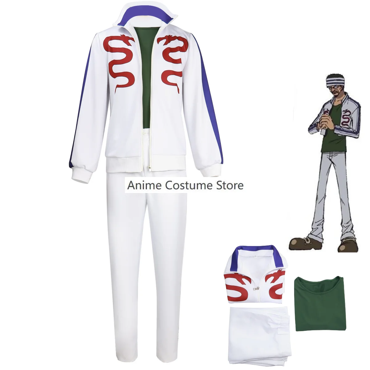 Anime Gin Cosplay Kostuum Ghost Man Print Witte Sportkleding Jas Vrijetijdsset Volwassen Man Halloween Maskerade Balpak