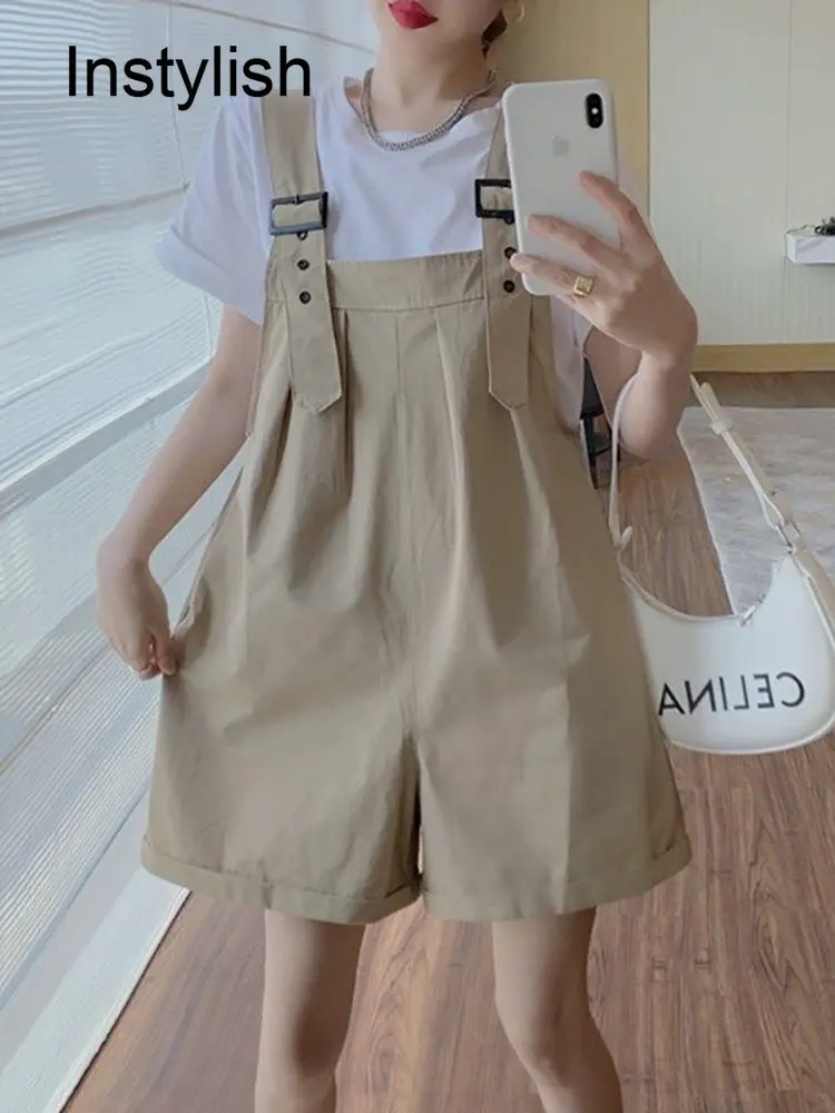 Playsuits Woman Wide Leg Overalls 2023 Spring Summer Sleeveless Adjustable Strap Jumpsuits Elegant Korean Harajuku Rompers